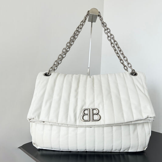 Balenciaga Monaco Chain Bag White Color